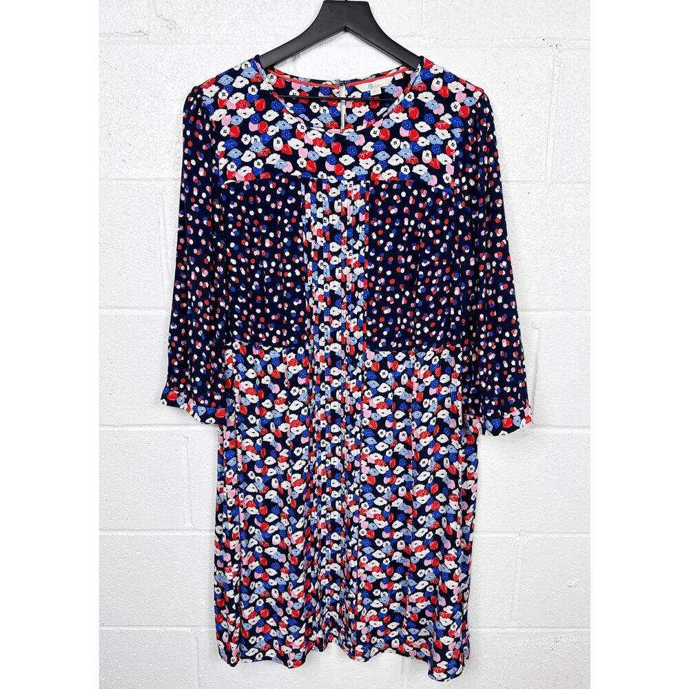 Boden Navy and Pink Patterned Dress 16L - Picture 3 of 11